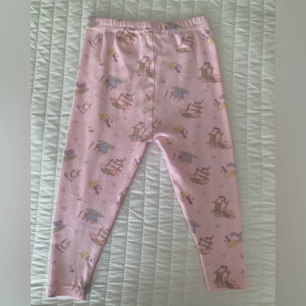 Vintage OshKosh Farmyard Pajama Bottoms Girls Size 24M Pink Snug Fitting Pants